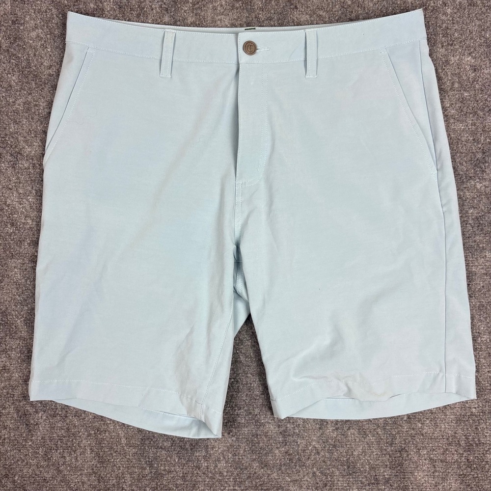 Criquet Mens Performance Golf Shorts Light Blue Stretch Flat Front Size 33